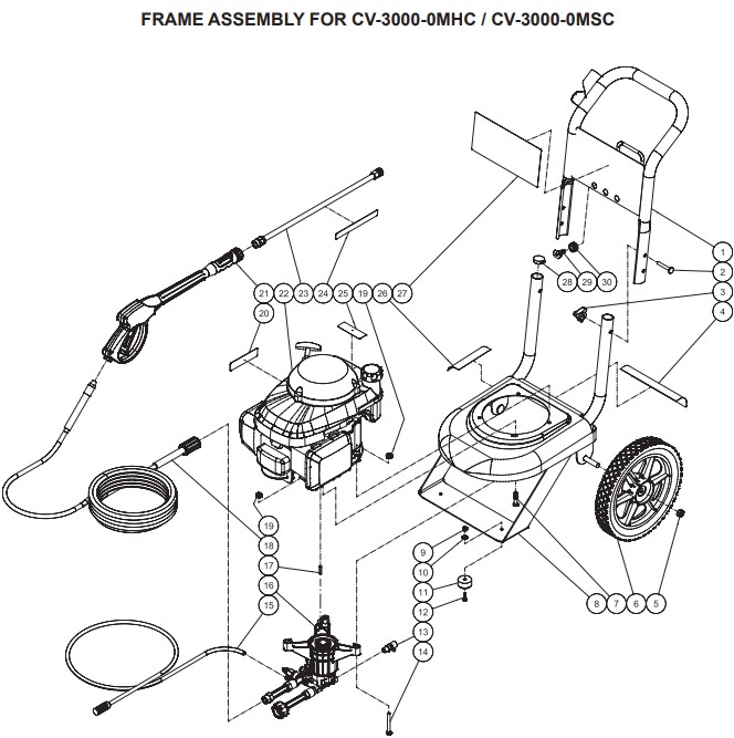 MITM CV-3000 pressure washer replacement parts